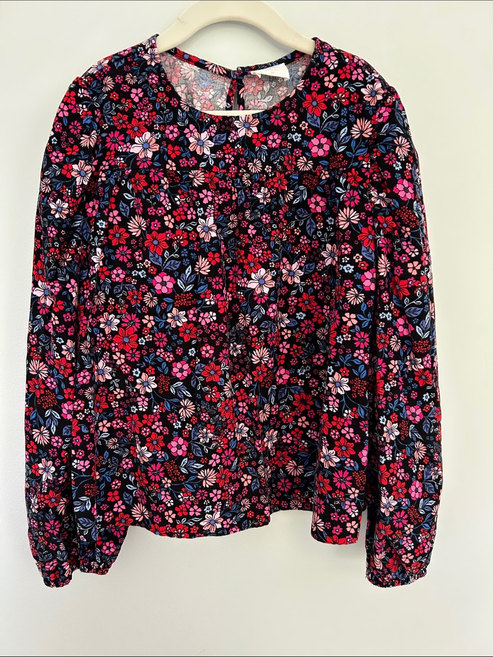 J. Crew Girls' Floral Long-Sleeve Blouse in Black Multi